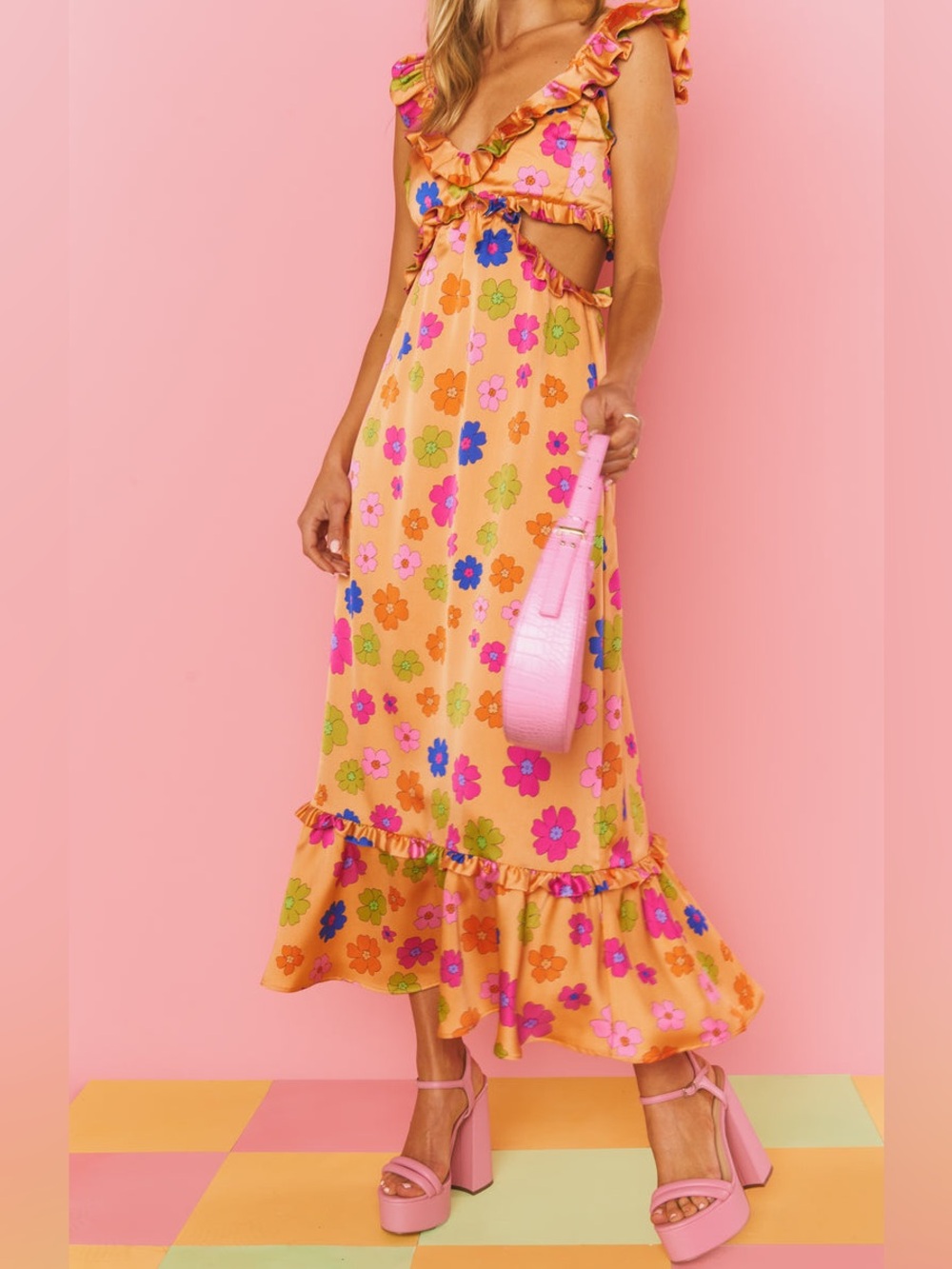 Show Me Your Mumu - Lane Midi Dress - Floral Orange Ruffle Midi - Picture 2 of 6